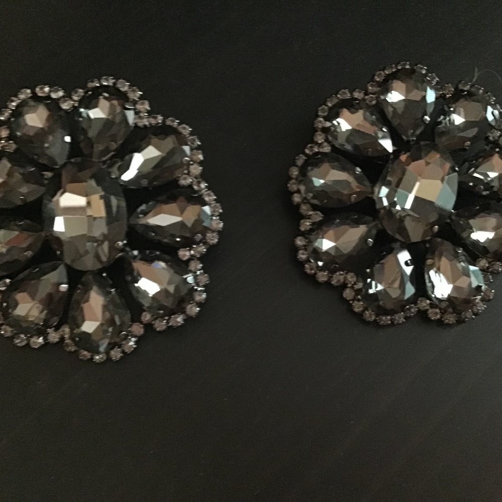 Black gunmetal with faux gems in black brooches